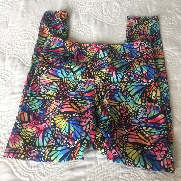 Bright-colored Butterfly Workout Leggings, Size XS - Picture 2 of 6
